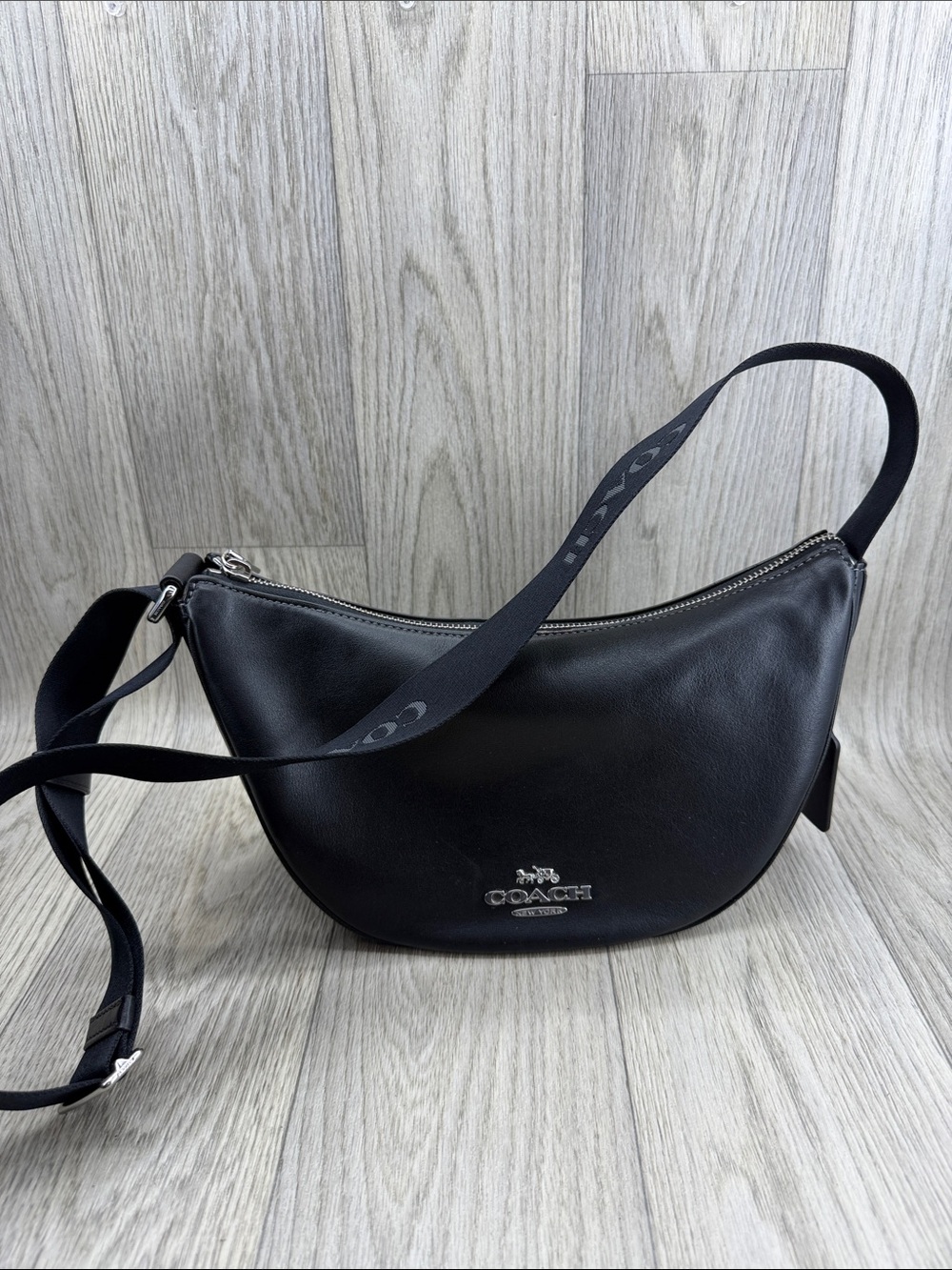 Coach Black Leather Crescent Shoulder Bag